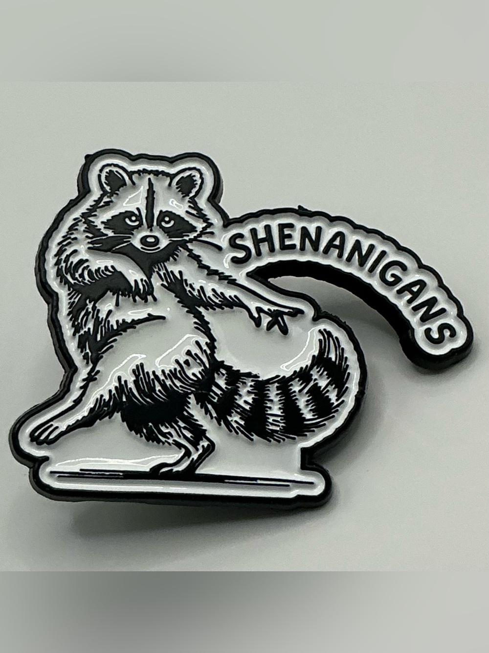 ENAMEL LAPEL PIN RACCOON SHENANIGANS CUTE NWOT